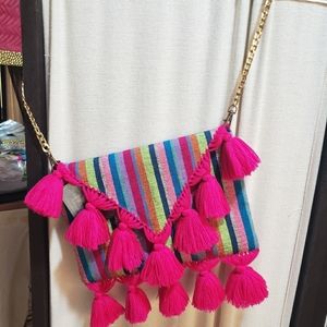 Draco multicolored striped clutch